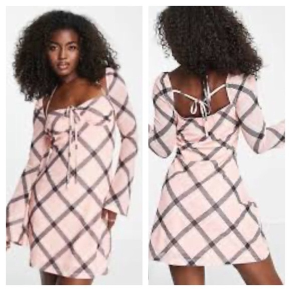 The Frolik Maternity Plaid Mesh Sleeve
Mini Dress in Pale Pink, New without Tags - Picture 1 of 5